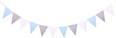Vintage Vlaggenlijn / Guirlande in Blauw – Grijs – Wit | Slinger / Banner van Vilt / Stof - Wasbaar | Vlag Kinderkamer jongen - meisje | Huwelijk - Feest - Verjaardag - Bruiloft -