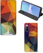 Smartphone Hoesje Sony Xperia 10 III Leuk Book Case Polygon Color