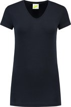 L&S T-shirt V-neck cot/elast SS for her