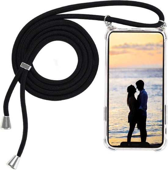 Coque Samsung Note 10 Lite 2020 avec Cordon Coque en silicone transparente - Galaxy Note 10 Lite 2020 Cordon lanière Coque arrière TPU - Zwart