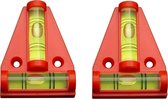 DW4Trading® Mini stelwaterpassen driehoek kruis waterpas rood set van 2
