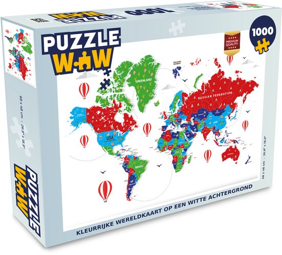 Puzzle Cartes du monde à la Trendy 1000 pièces - Carte du monde colorée ...