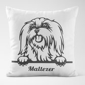 Sierkussen - Maltezer Met Je Eigen Naam - Wit - 45 Cm X 45 Cm