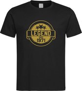 Zwart T-Shirt met “ Legend sinds 1971 “ print Goud  Size XXXXL