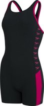 Speedo Boom Logo Splice Legsuit Badpak Dames - Zwart Roze - Maat 40