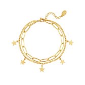 Armband chains and moons goud