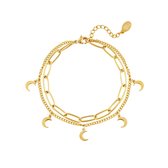 Armband chains and stars goud