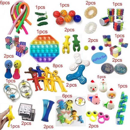 motto Rechtzetten maat Fidget Toys speelgoed pakket set - 50 delig | bol.com