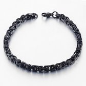 Zwarte Konings Armband - Byzantijnse stijl - Dubbele Schakels - 5mm - Staal - Armband Mannen - Armband Heren - Valentijnsdag voor Mannen - Valentijn Cadeautje voor Hem - Valentijn
