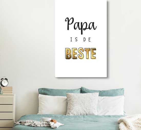 Toile Peinture Cadeau Mari - Vaderdag - Citation - 120x180 cm - Décoration murale XXL