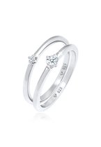 Elli PREMIUM Dames Ring Dames Solitaire Elegant Klassieker met diamanten (0,13 ct.) in 925 Sterling Zilver