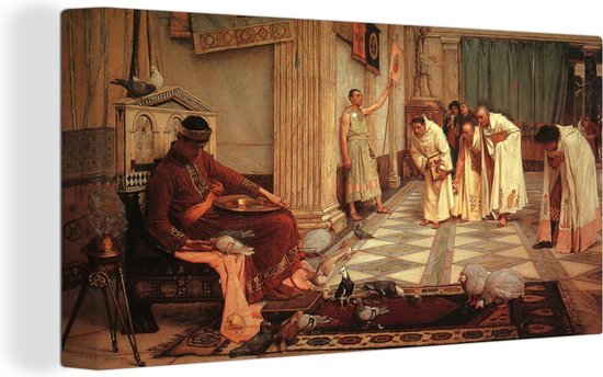 Canvas Schilderij The favourites of the Emperor Honorius - schilderij van John William Waterhouse - 40x20 cm - Wanddecoratie
