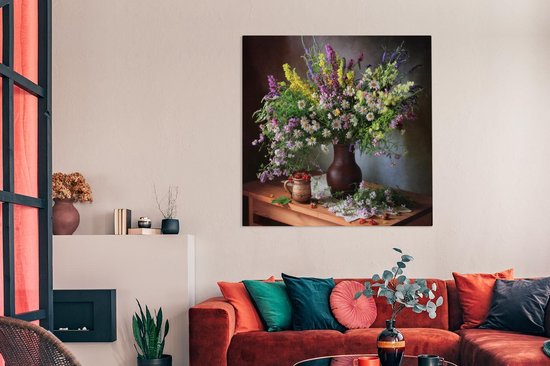 Toile Peinture Fleurs - Tableau - Nature Morte - 160x120 cm - Décoration murale XXL