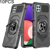 Voor Samsung Galaxy A22 5G 10 PCS Union Armor Magnetische PC + TPU Shockproof Case met 360 Graden Rotatie Ring Houder (Zwart)