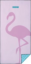 LAY ON ME Pink Flamingo - XXL Strandlaken 100x200 cm - lichtgewicht roze strandhanddoek - zandvrij badlaken - microvezel reishanddoek