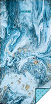 LAY ON ME Blue Ivy - Strandlaken 80x160 cm - lichtgewicht strandhanddoek - zandvrij badlaken - blauwe microvezel reishanddoek met marble print
