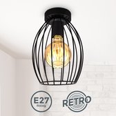 B.K.Licht - Zwarte Plafondlamp - industriële - metaal - plafonniére voor binnen - decoratieve - met E27 fitting - excl. lichtbron
