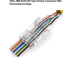 JMS RJ45 EZ Type Krimp Connector Met Doorsteekmontage Voor CAT5, CAT5e en CAT6 UTP Netwerkkabel. - 100 stuks