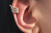 Ear cuff met 3 rijen steentjes | goud gekleurd