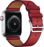 Apple Watch 42/44MM Leren Bandje - Leer - Horloge Bandje - Polsband - Kunstleer - Apple Watch 1 / 2 / 3 / 4 / 5 / 6 / SE - Rood