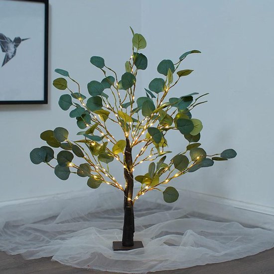 Foto: Kunstmatige eucalyptus plant lamp decoratie leuk voor met kerstmis voor woonkamer en slaapkamer led lamp werkt op batterijen