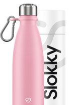 Slokky - Pastel Pink Thermosfles & Karabijnhaak - 500ml