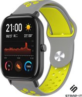 Siliconen Smartwatch bandje - Geschikt voor  Xiaomi Amazfit GTS sport band - grijs/geel - Strap-it Horlogeband / Polsband / Armband