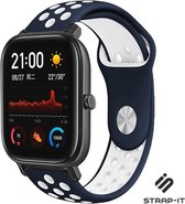 Siliconen Smartwatch bandje - Geschikt voor  Xiaomi Amazfit GTS sport band - blauw/wit - Strap-it Horlogeband / Polsband / Armband