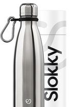 Slokky - Element Silver Thermosfles & Mono Black Karabijnhaak - 500ml