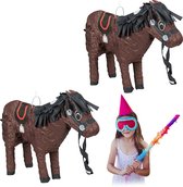 Relaxdays 2 x pinata paard - meisjes - kinderen - leeg - paarden piñata - pony - decoratie