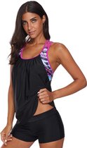 Racerback Tankini Dames 2-Delig - Zwart Print - Maat XL