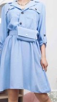 Blouse jurk + heup tasje | blauw | maat S/M/L