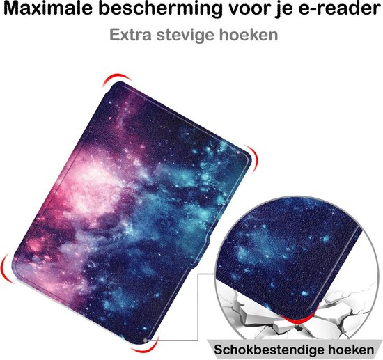 Hoesje Geschikt voor Kobo Clara HD Hoesje Luxe Bescherm Case - Hoes Geschikt voor Kobo Clara HD Hoes Book Cover - Galaxy van Hoesje  — afbeelding 2