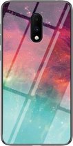 Voor OnePlus 7 Sterrenhemel Geschilderd Gehard Glas TPU Schokbestendig Beschermhoes (Kleur Sterrenhemel)