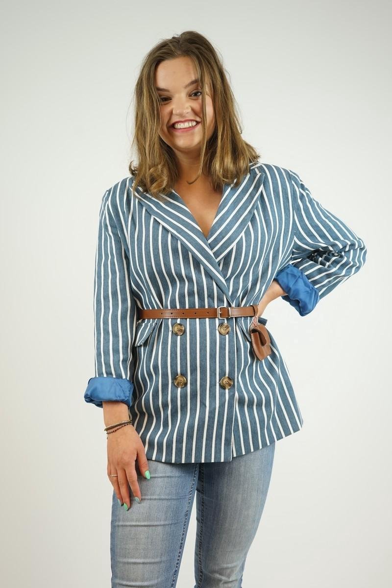 La Pèra Blazer - Colbert - Jasje blauw gestreept Dames - Maat S
