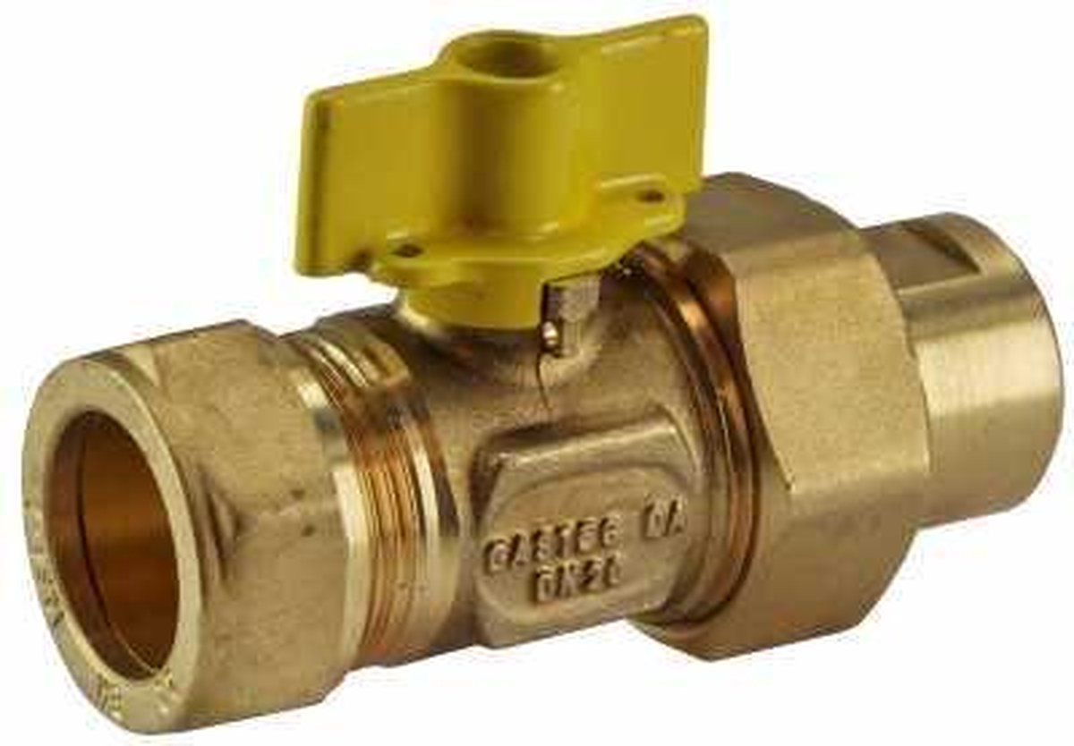 Riko gaskogelkranen 22 mm knelx1/2bin.