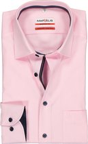 MARVELIS Modern Fit overhemd - mouwlengte 7 - roze structuur (blauw gestipt contrast) - Strijkvrij - Boordmaat: 38