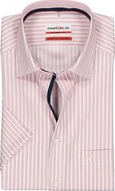 MARVELIS modern fit overhemd - korte mouw - roze met wit gestreept (contrast) - Strijkvrij - Boordmaat: 43