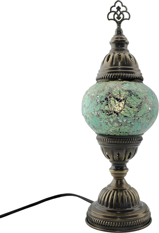 Sfeerverlichting Online tafellamp wit glas mozaïek 13 cm en hoogte 28