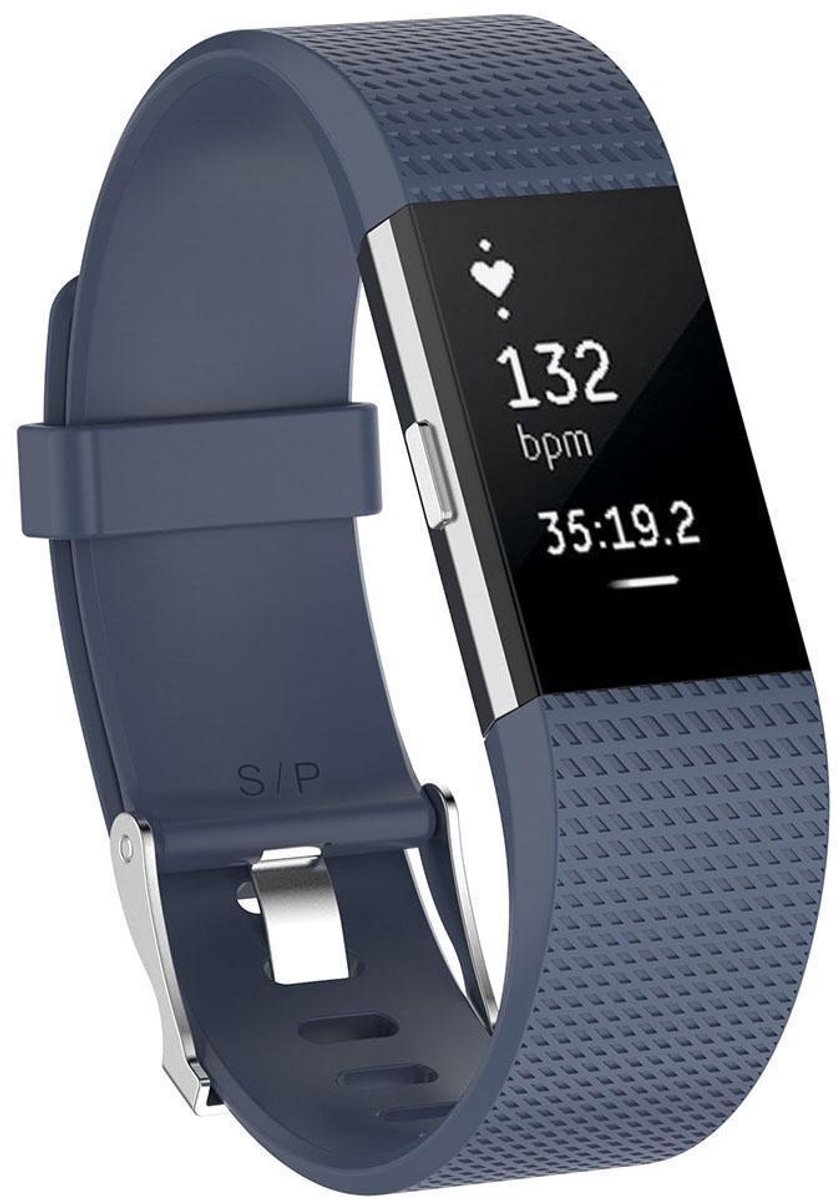 Fitbit Charge 2 siliconen bandje - grijsblauw - Maat S