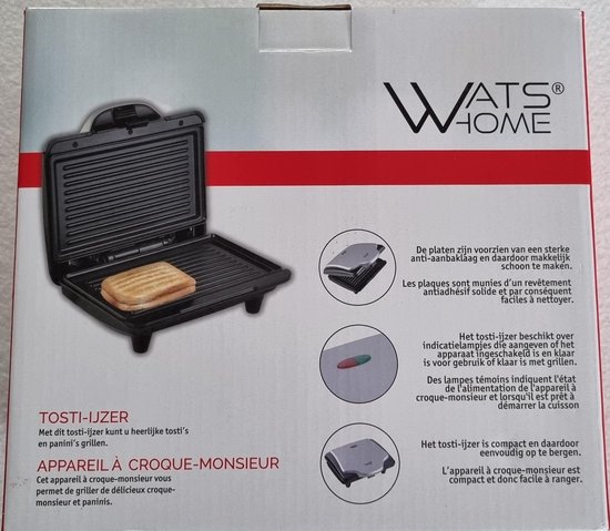 Watshome tosti-ijzer/croque-monsieur-ijzer/grillplaatje 22 x 13 cm 700  Watt. | bol.com