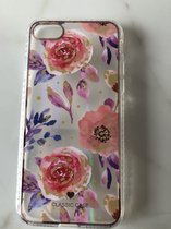 Transparant met Print back cover case - Geschikt voor iPhone 7/8/SE - Transparant met Bloem