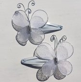 Set met twee haarknipjes Butterfly White - haarspeld - haarknipje - haaraccessoire - vlinder