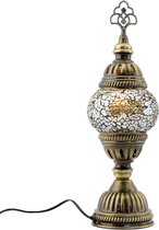 Turkse Lamp - Mozaïek Lamp - Tafellamp - Marokkaanse Lamp - Oosterse Lamp - Recht model - Ø 10 cm - Hoogte 30 cm - Authentiek - Handmade - Kleurrijk -