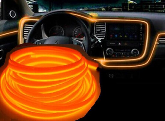 LED strip -- EL Wire -- 5 Meter -- Auto interieur verlichting -- Oranje -- Sigaret Aansluiting
