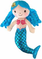 Zeemeermin pop knuffel pluche blauw - 30 cm - kinderen- bij zeemeermin jurk prinsessen verkleedkleding