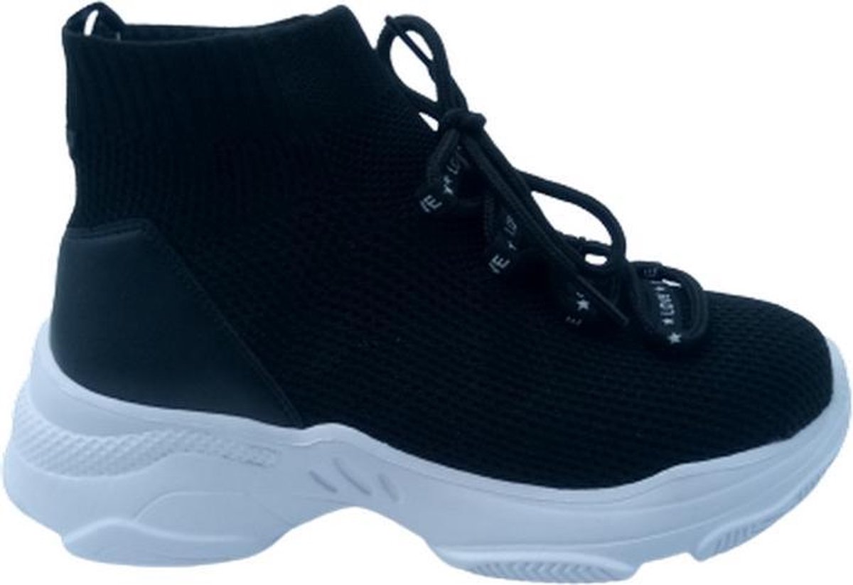Hoge Sneaker zwart met hoge zool Aansluitende schoen Dames - Maat 37