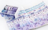 Natuurlijk Paars Washi Tape Pakket Doos | Verschillende Washi Tapes | Bloemen Vlinders Dieren Kwallen Planten Bosjes Rozen Roos Patronen Patroon Washi Tape | Masking Tape | Bullet Journal | Journalling | Journal | Plakboeken | Inpakken | Versieren