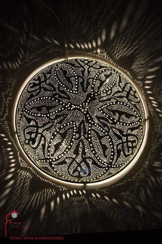 Oosterse plafondlamp zilver met patronen - Ø 45 cm - Handgemaakt -  Authentiek -... | bol.com