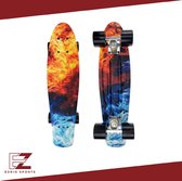 Penny Board voor Meisjes en Jongens – Skateboard – Longboard – Water/Vuur – 22 inch – Blauw – Oranje